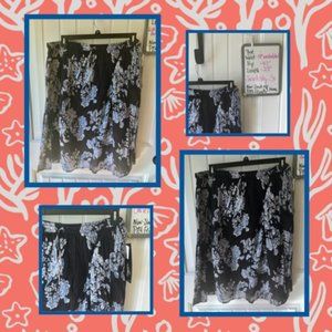 Navy and White Floral Skirt